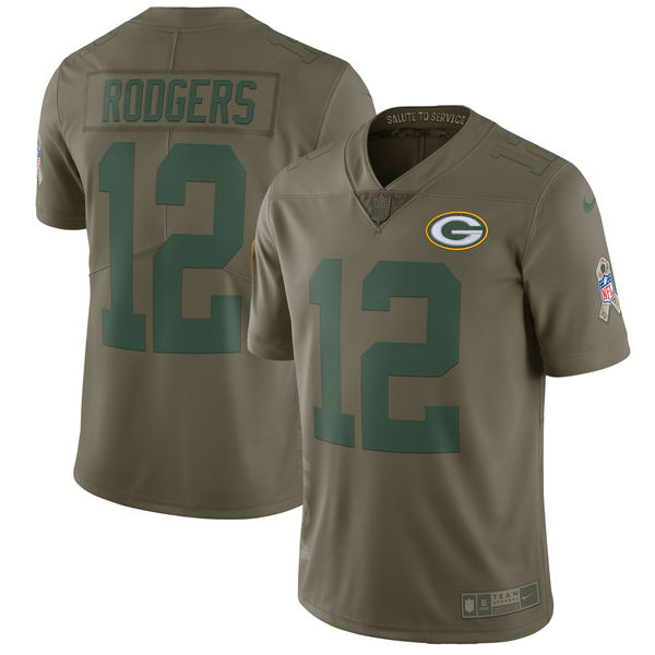 Youth Green Bay Packers #12 Rodgers Nike Olive Salute To Service Limited NFL Jerseys->nba hats->Sports Caps